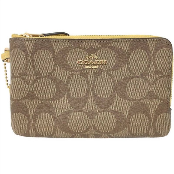 NWT Coach F87591 Double Corner Zip Wallet
Wristlet Canvas Light Khaki Primrose - Picture 3 of 7